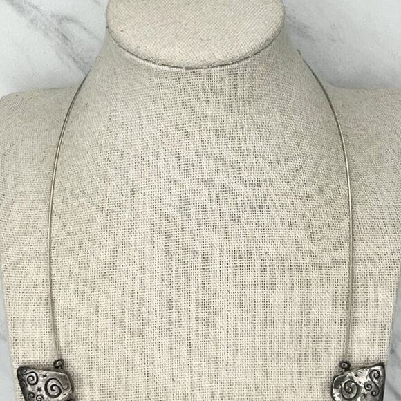 Chico's Silver Tone Wire Rhinestone Bib Necklace - Picture 5 of 7